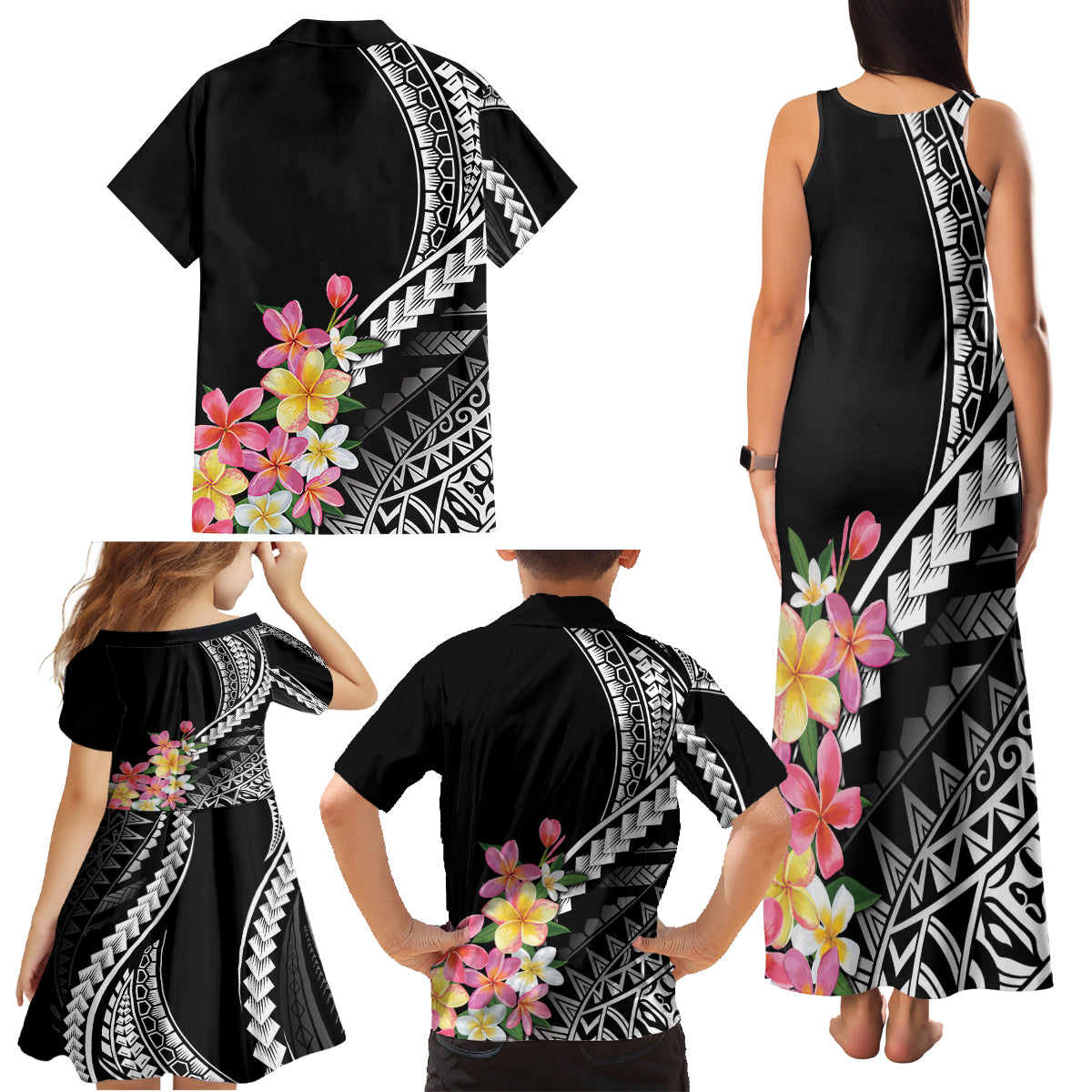 AAPI Heritage Month Family Matching Tank Maxi Dress and Hawaiian Shirt Kanaka Hawaii Plumeria LT7 - Polynesian Pride