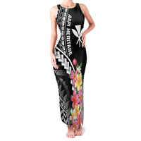 AAPI Heritage Month Family Matching Tank Maxi Dress and Hawaiian Shirt Kanaka Hawaii Plumeria LT7 Mom's Dress Black - Polynesian Pride