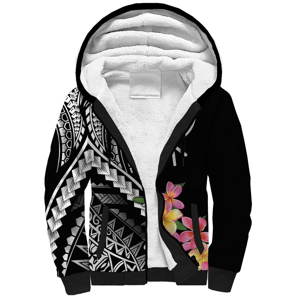 AAPI Heritage Month Sherpa Hoodie Kanaka Hawaii Plumeria LT7 Unisex Black - Polynesian Pride