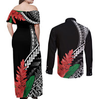 AAPI Heritage Month Couples Matching Off Shoulder Maxi Dress and Long Sleeve Button Shirt Samoa Teuila LT7 - Polynesian Pride