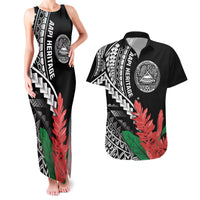 AAPI Heritage Month Couples Matching Tank Maxi Dress and Hawaiian Shirt Samoa Teuila LT7 Black - Polynesian Pride