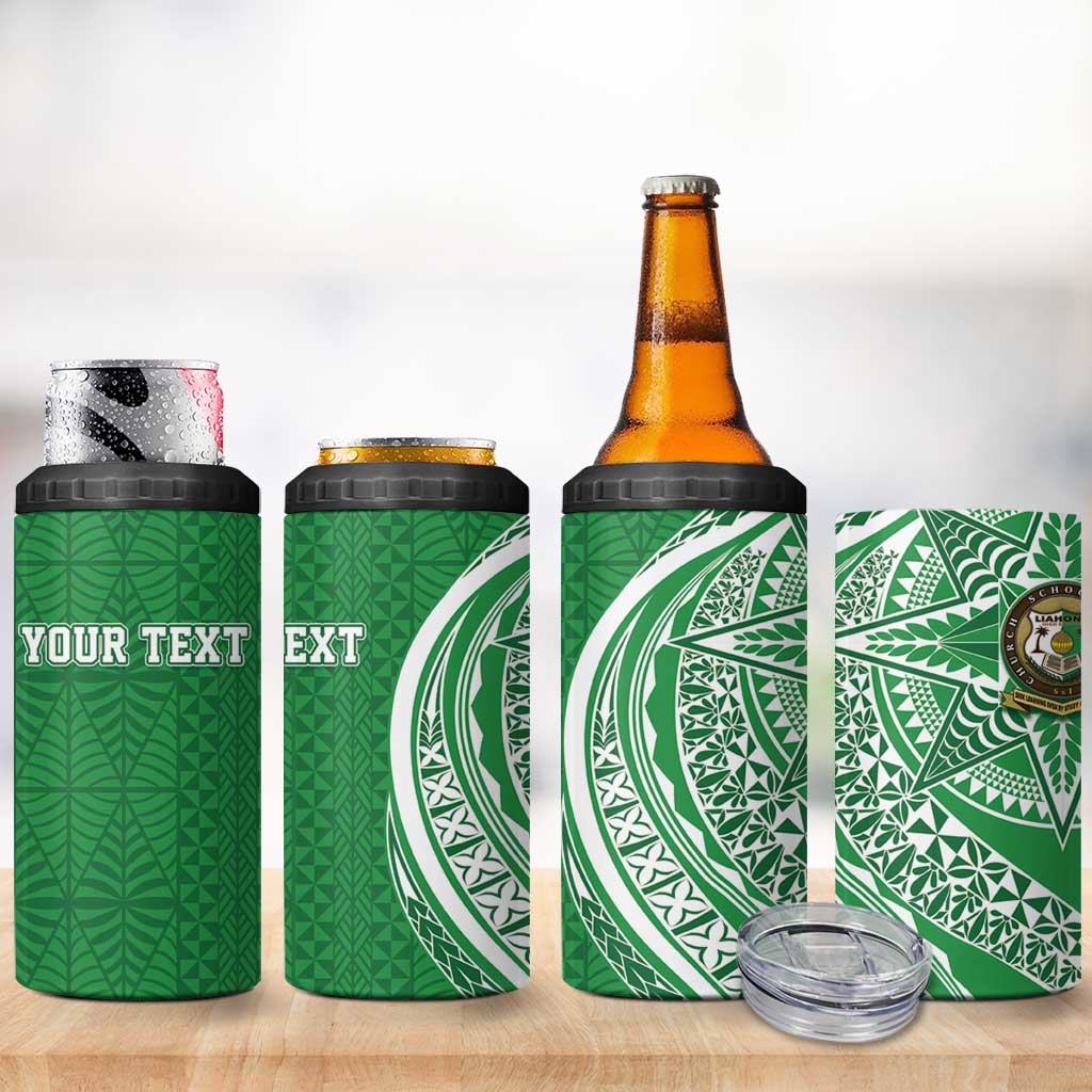 Tonga Liahona High School Personalized 4 in 1 Can Cooler Tumbler Ngatu Tokelaufeletoa Motifs LT7 - Polynesian Pride