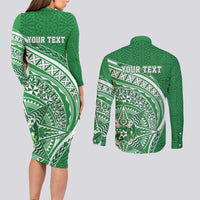 Tonga Liahona High School Personalized Couples Matching Long Sleeve Bodycon Dress and Long Sleeve Button Shirt Ngatu Tokelaufeletoa Motifs LT7 - Polynesian Pride