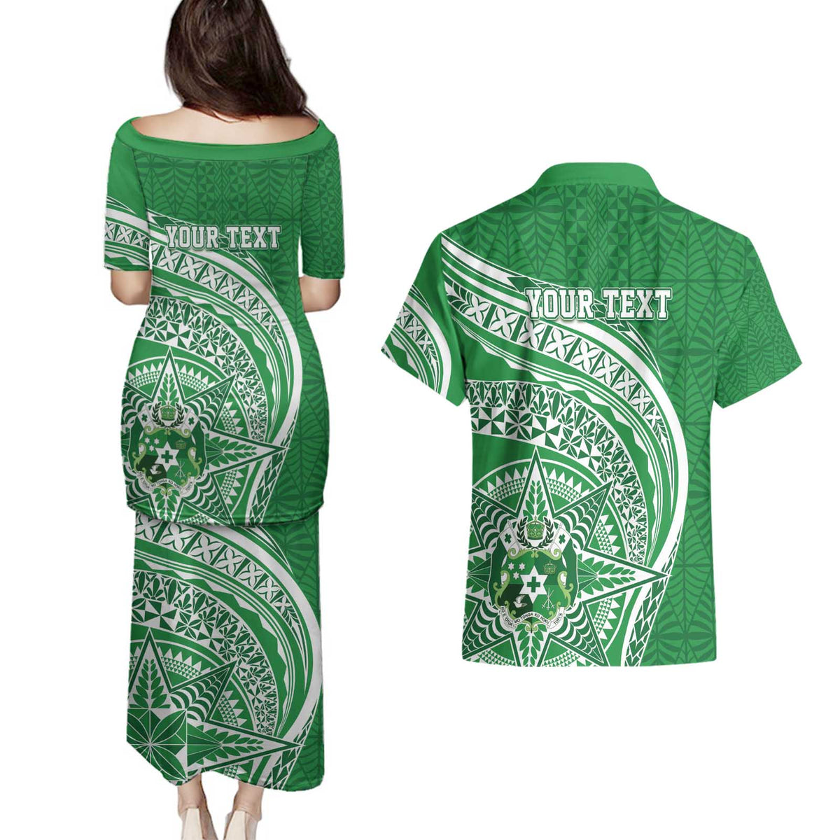 Tonga Liahona High School Personalized Couples Matching Puletasi and Hawaiian Shirt Ngatu Tokelaufeletoa Motifs LT7 - Polynesian Pride