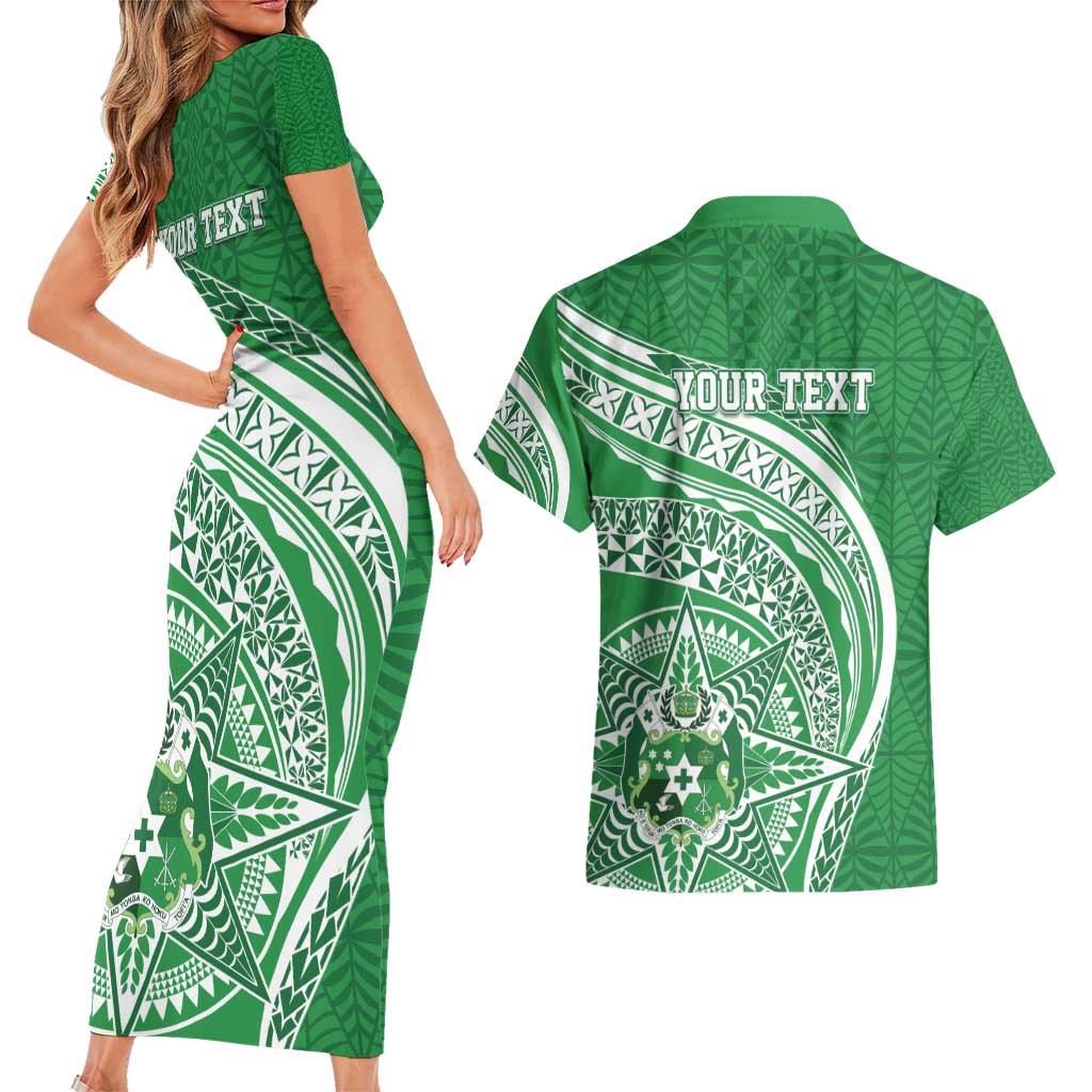 Tonga Liahona High School Personalized Couples Matching Short Sleeve Bodycon Dress and Hawaiian Shirt Ngatu Tokelaufeletoa Motifs LT7 - Polynesian Pride