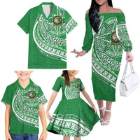 Tonga Liahona High School Personalized Family Matching Off The Shoulder Long Sleeve Dress and Hawaiian Shirt Ngatu Tokelaufeletoa Motifs LT7 - Polynesian Pride