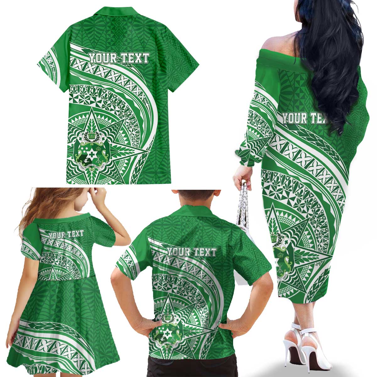 Tonga Liahona High School Personalized Family Matching Off The Shoulder Long Sleeve Dress and Hawaiian Shirt Ngatu Tokelaufeletoa Motifs LT7 - Polynesian Pride