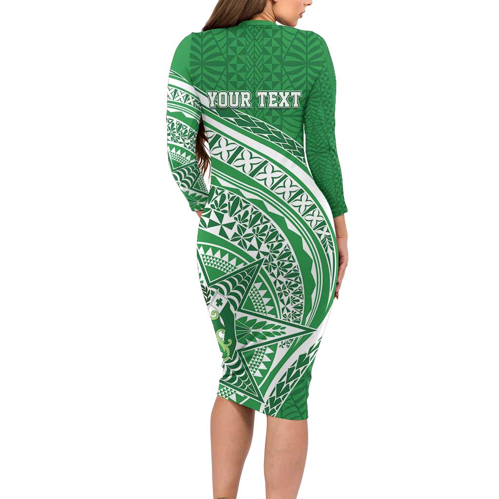 Tonga Liahona High School Personalized Long Sleeve Bodycon Dress Ngatu Tokelaufeletoa Motifs LT7 - Polynesian Pride