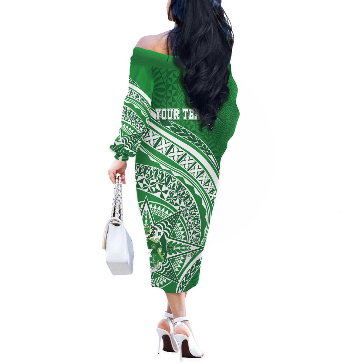 Tonga Liahona High School Personalized Off The Shoulder Long Sleeve Dress Ngatu Tokelaufeletoa Motifs LT7 - Polynesian Pride