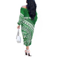 Tonga Liahona High School Personalized Off The Shoulder Long Sleeve Dress Ngatu Tokelaufeletoa Motifs LT7 - Polynesian Pride