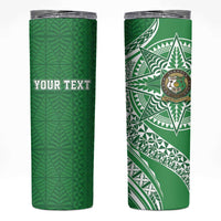 Tonga Liahona High School Personalized Skinny Tumbler Ngatu Tokelaufeletoa Motifs LT7 Green - Polynesian Pride