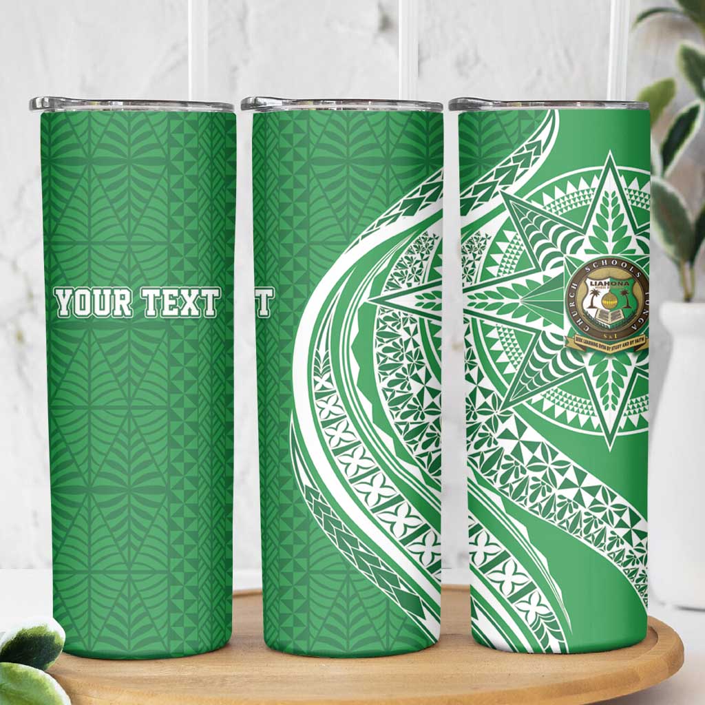Tonga Liahona High School Personalized Skinny Tumbler Ngatu Tokelaufeletoa Motifs LT7 - Polynesian Pride