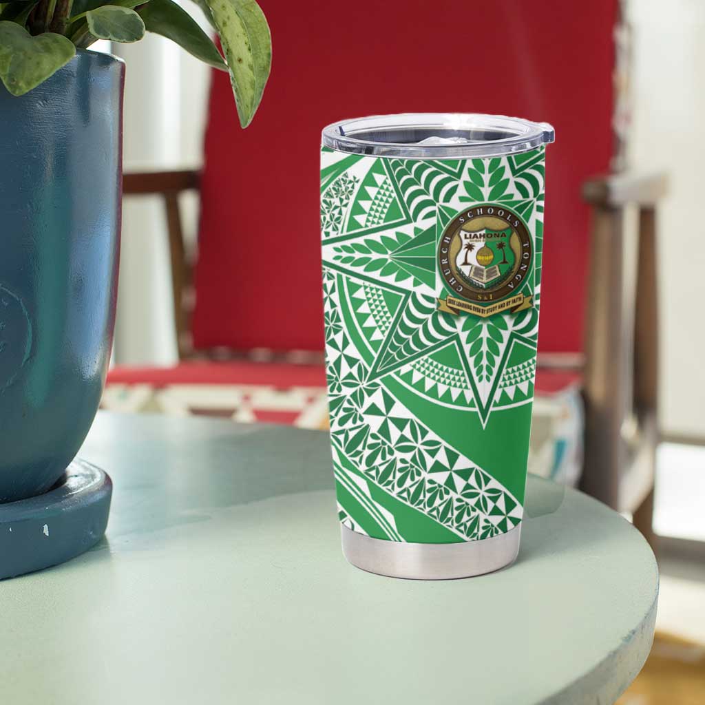 Tonga Liahona High School Personalized Tumbler Cup Ngatu Tokelaufeletoa Motifs