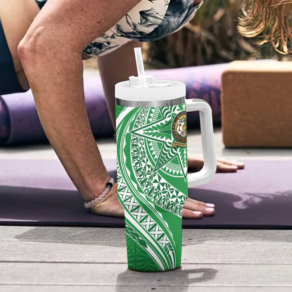 Tonga Liahona High School Personalized Tumbler With Handle Ngatu Tokelaufeletoa Motifs