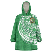 Tonga Liahona High School Personalized Wearable Blanket Hoodie Ngatu Tokelaufeletoa Motifs LT7 One Size Green - Polynesian Pride