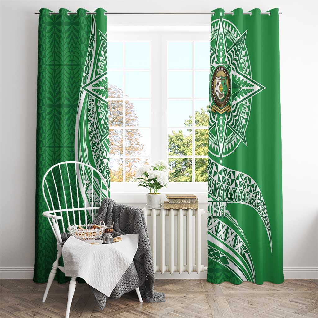 Tonga Liahona High School Personalized Window Curtain Ngatu Tokelaufeletoa Motifs