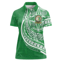Tonga Liahona High School Personalized Women Polo Shirt Ngatu Tokelaufeletoa Motifs LT7 Female Green - Polynesian Pride