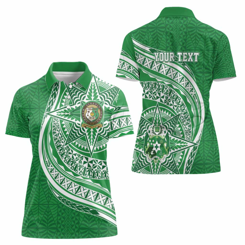 Tonga Liahona High School Personalized Women Polo Shirt Ngatu Tokelaufeletoa Motifs LT7 - Polynesian Pride