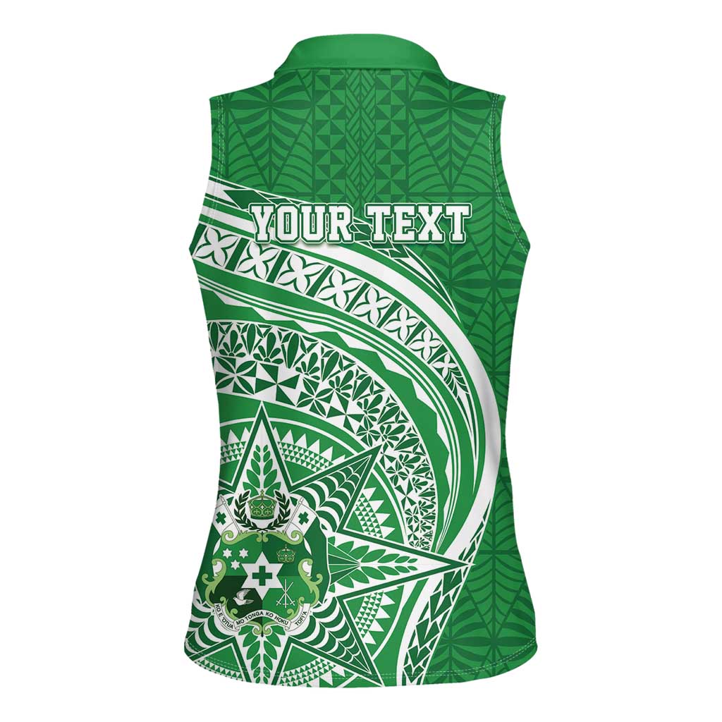 Tonga Liahona High School Personalized Women Sleeveless Polo Shirt Ngatu Tokelaufeletoa Motifs LT7 - Polynesian Pride