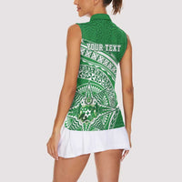 Tonga Liahona High School Personalized Women Sleeveless Polo Shirt Ngatu Tokelaufeletoa Motifs LT7 - Polynesian Pride