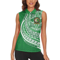 Tonga Liahona High School Personalized Women Sleeveless Polo Shirt Ngatu Tokelaufeletoa Motifs LT7 - Polynesian Pride