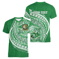 Tonga Liahona High School Personalized Women V-Neck T-Shirt Ngatu Tokelaufeletoa Motifs LT7 - Polynesian Pride