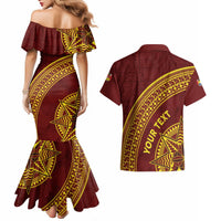 Tonga High School Couples Matching Mermaid Dress and Hawaiian Shirt THS Anniversary Ngatu Motif LT7 - Polynesian Pride