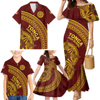 Tonga High School Family Matching Mermaid Dress and Hawaiian Shirt THS Anniversary Ngatu Motif LT7 - Polynesian Pride