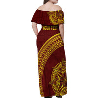 Tonga High School Family Matching Off Shoulder Maxi Dress and Hawaiian Shirt THS Anniversary Ngatu Motif LT7 - Polynesian Pride