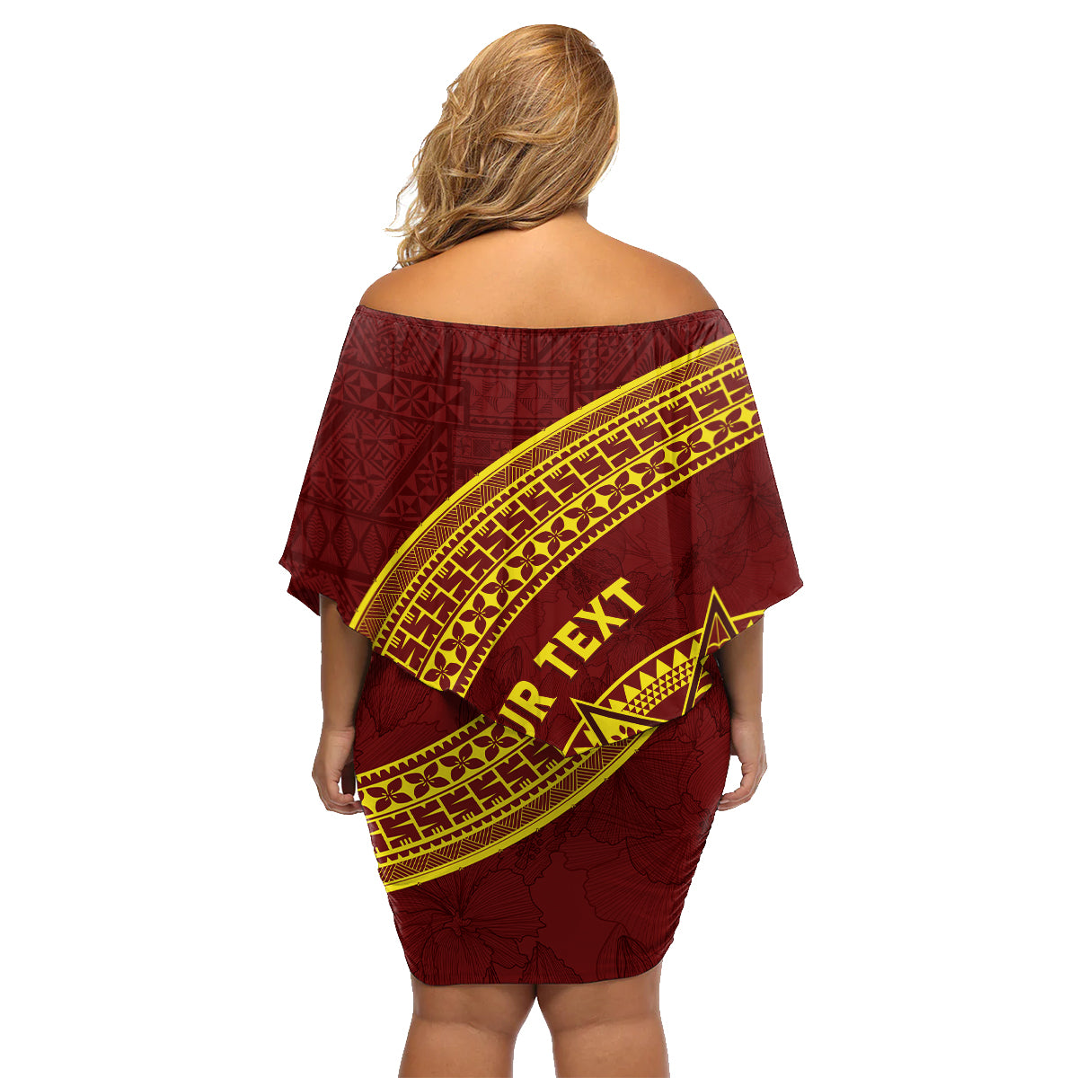 Tonga High School Family Matching Off Shoulder Short Dress and Hawaiian Shirt THS Anniversary Ngatu Motif LT7 - Polynesian Pride