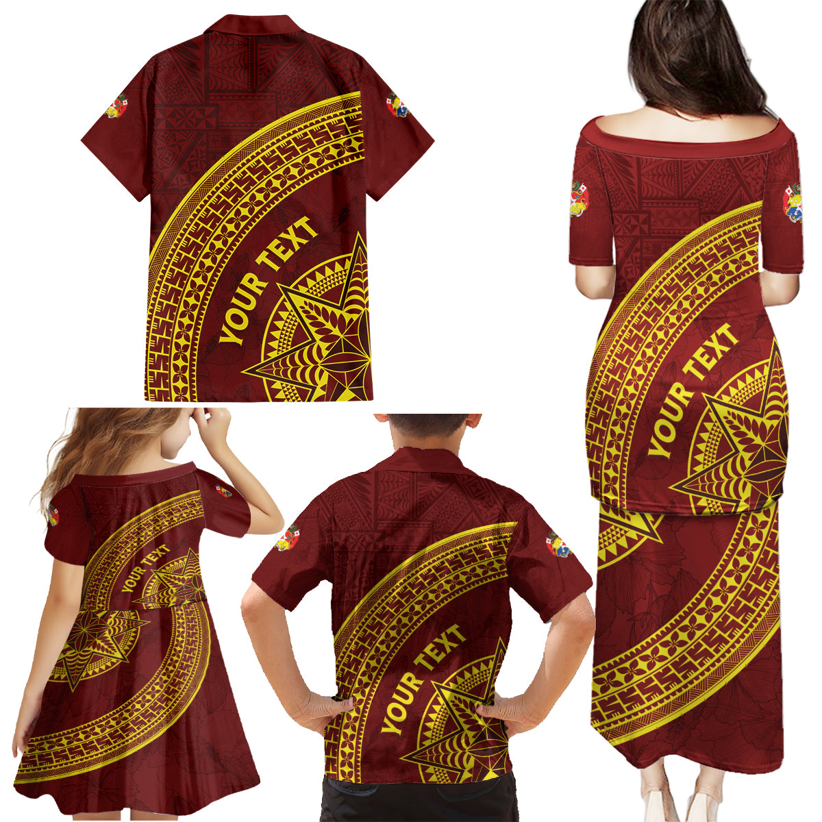Tonga High School Family Matching Puletasi and Hawaiian Shirt THS Anniversary Ngatu Motif LT7 - Polynesian Pride