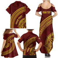 Tonga High School Family Matching Summer Maxi Dress and Hawaiian Shirt THS Anniversary Ngatu Motif LT7 - Polynesian Pride