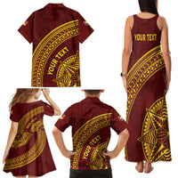 Tonga High School Family Matching Tank Maxi Dress and Hawaiian Shirt THS Anniversary Ngatu Motif LT7 - Polynesian Pride