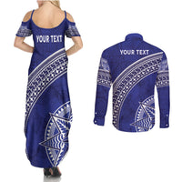 Tupou College Toloa Couples Matching Summer Maxi Dress and Long Sleeve Button Shirt Ngatu Tapa Mix Style LT7 - Polynesian Pride