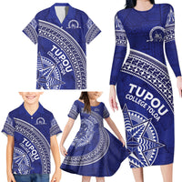 Tupou College Toloa Family Matching Long Sleeve Bodycon Dress and Hawaiian Shirt Ngatu Tapa Mix Style LT7 - Polynesian Pride