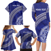 Tupou College Toloa Family Matching Long Sleeve Bodycon Dress and Hawaiian Shirt Ngatu Tapa Mix Style LT7 - Polynesian Pride