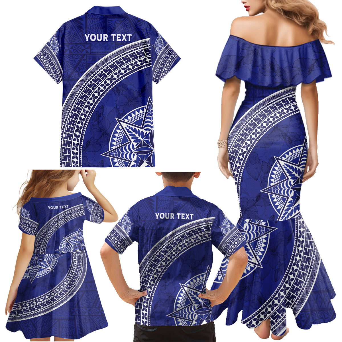 Tupou College Toloa Family Matching Mermaid Dress and Hawaiian Shirt Ngatu Tapa Mix Style LT7 - Polynesian Pride