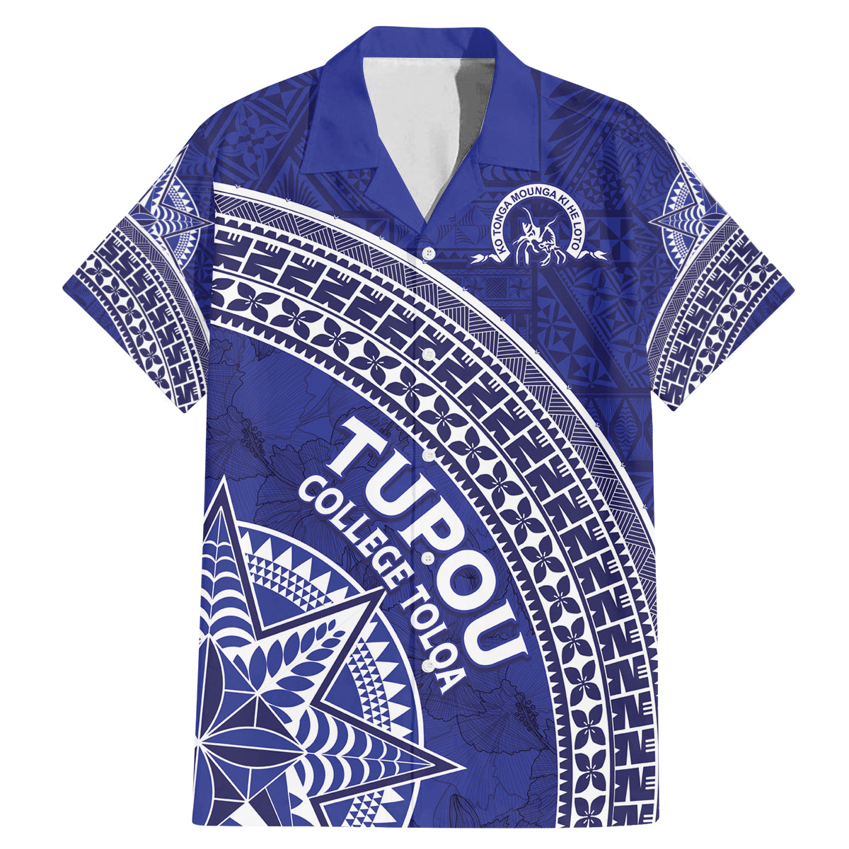 Tupou College Toloa Family Matching Mermaid Dress and Hawaiian Shirt Ngatu Tapa Mix Style LT7 Dad's Shirt - Short Sleeve Blue - Polynesian Pride
