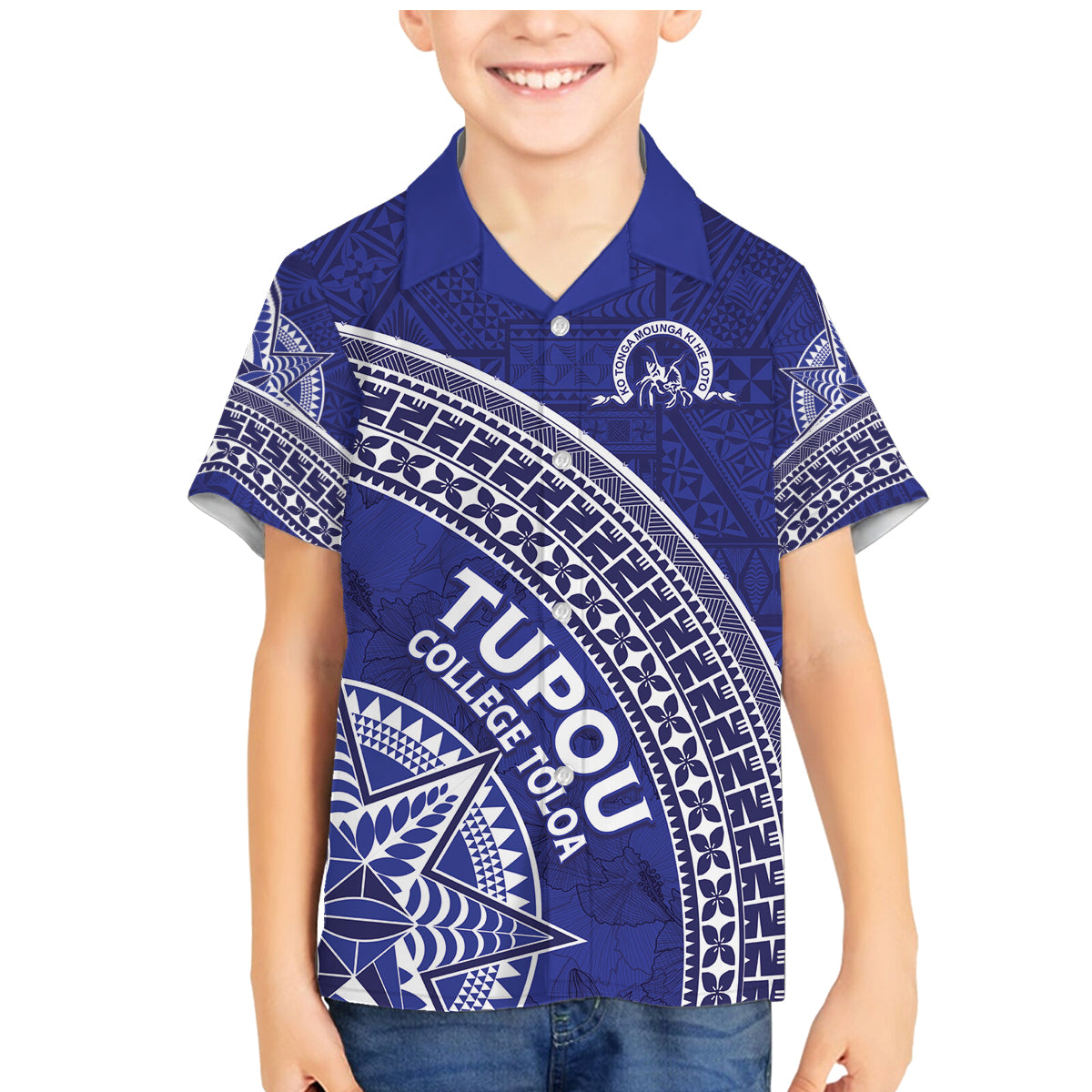 Tupou College Toloa Family Matching Mermaid Dress and Hawaiian Shirt Ngatu Tapa Mix Style LT7 Son's Shirt Blue - Polynesian Pride