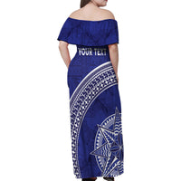 Tupou College Toloa Family Matching Off Shoulder Maxi Dress and Hawaiian Shirt Ngatu Tapa Mix Style LT7 - Polynesian Pride