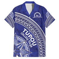 Tupou College Toloa Family Matching Off Shoulder Short Dress and Hawaiian Shirt Ngatu Tapa Mix Style LT7 Dad's Shirt - Short Sleeve Blue - Polynesian Pride