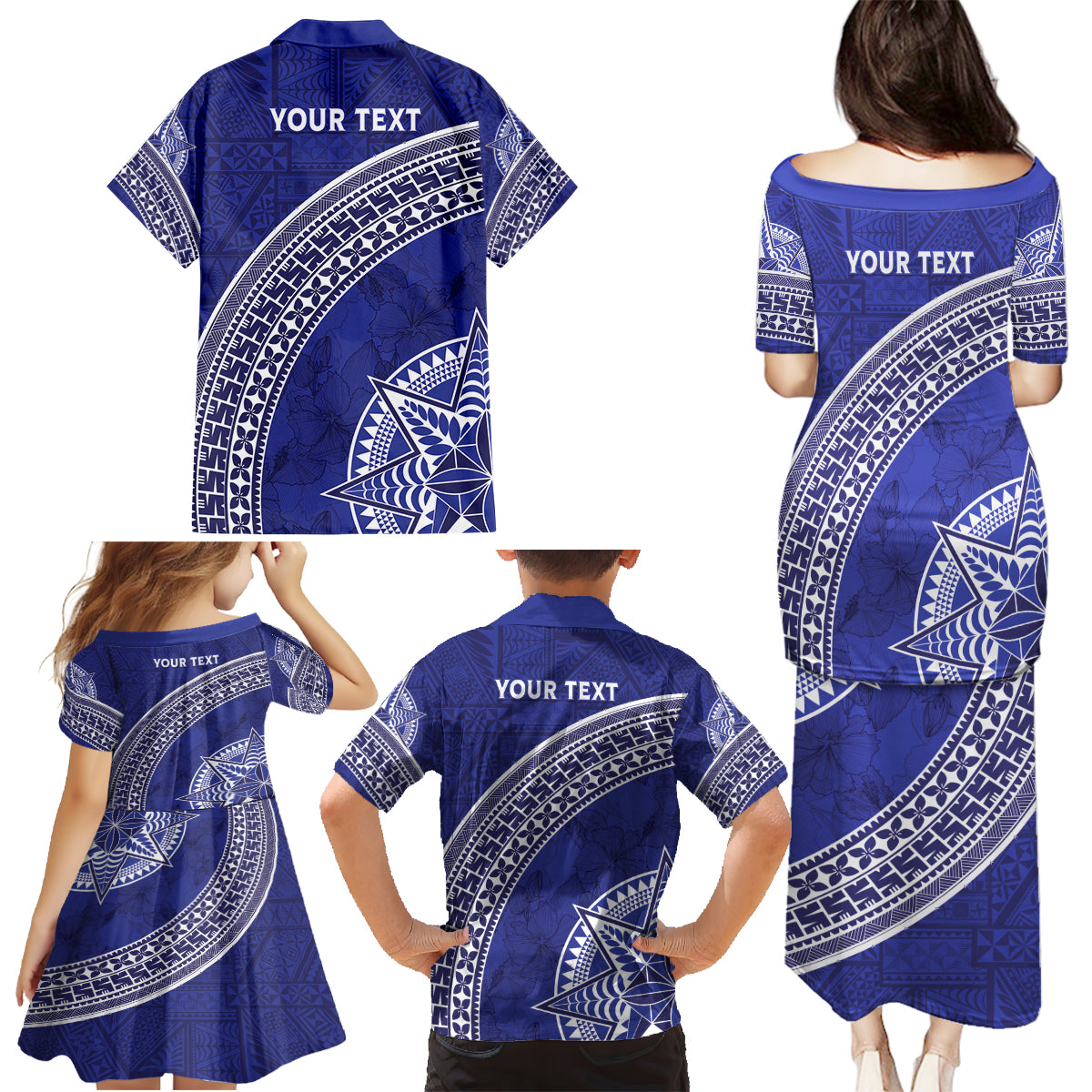 Tupou College Toloa Family Matching Puletasi and Hawaiian Shirt Ngatu Tapa Mix Style LT7 - Polynesian Pride