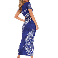 Tupou College Toloa Family Matching Short Sleeve Bodycon Dress and Hawaiian Shirt Ngatu Tapa Mix Style LT7 - Polynesian Pride
