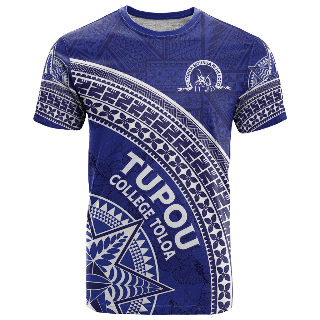 Tupou College Toloa T Shirt Ngatu Tapa Mix Style LT7 Blue - Polynesian Pride