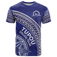 Tupou College Toloa T Shirt Ngatu Tapa Mix Style LT7 Blue - Polynesian Pride