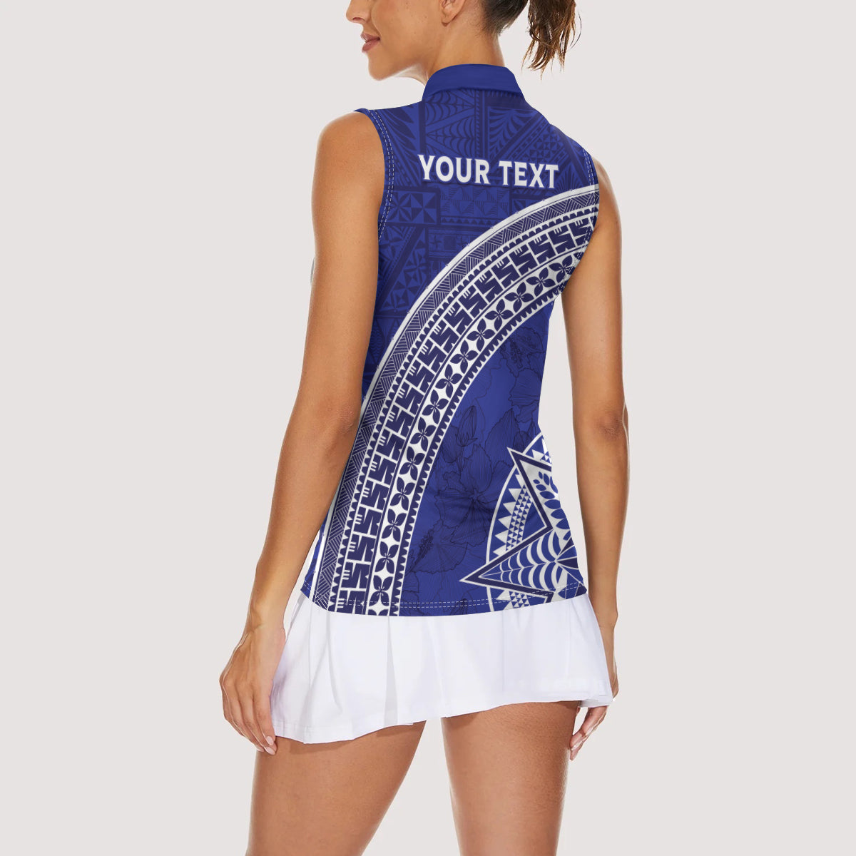Tupou College Toloa Women Sleeveless Polo Shirt Ngatu Tapa Mix Style LT7 - Polynesian Pride