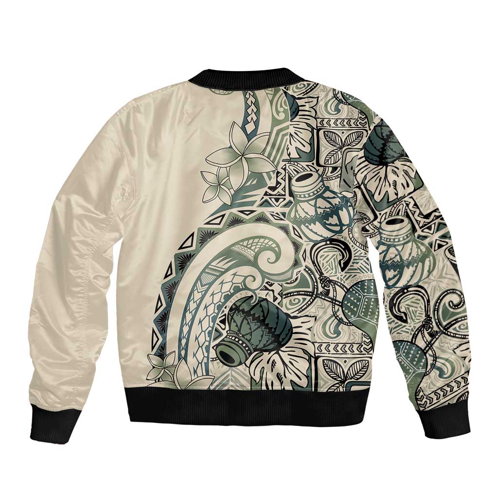 Aloha Hawaii Tapa Bomber Jacket Summer Green Hawaiian Ipu LT7 - Polynesian Pride