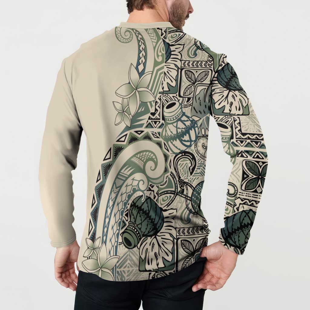 Aloha Hawaii Tapa Button Sweatshirt Summer Green Hawaiian Ipu - Polynesian Pride