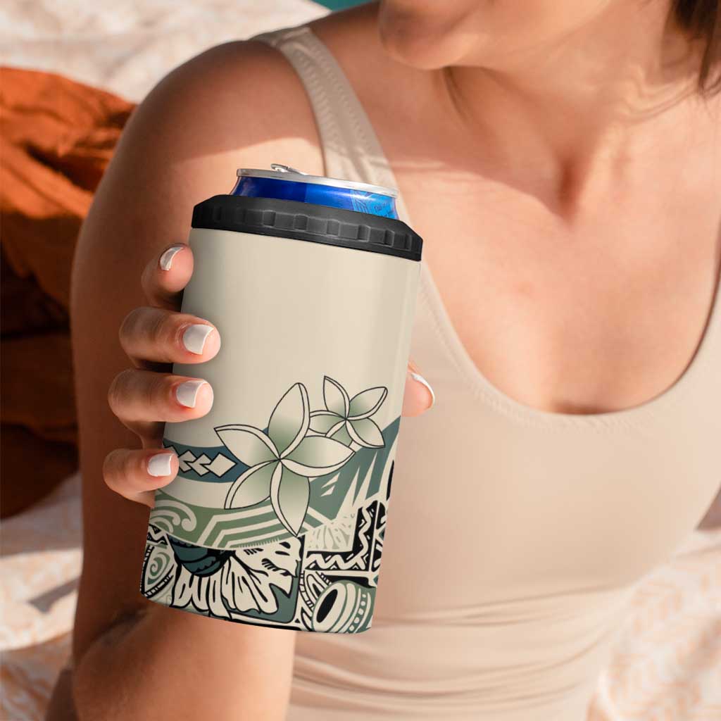 Aloha Hawaii Tapa 4 in 1 Can Cooler Tumbler Summer Green Hawaiian Ipu - Polynesian Pride
