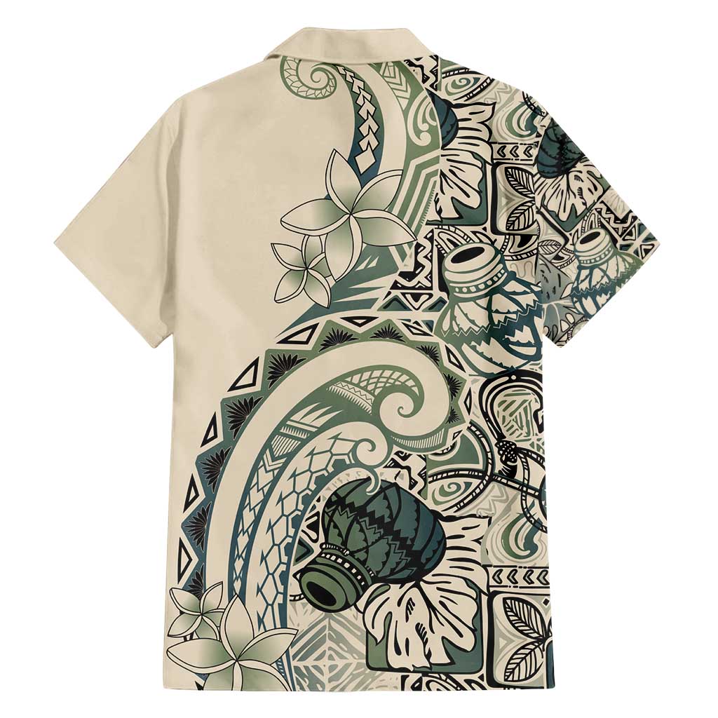 Aloha Hawaii Tapa Family Matching Off Shoulder Short Dress and Hawaiian Shirt Summer Green Hawaiian Ipu LT7 - Polynesian Pride